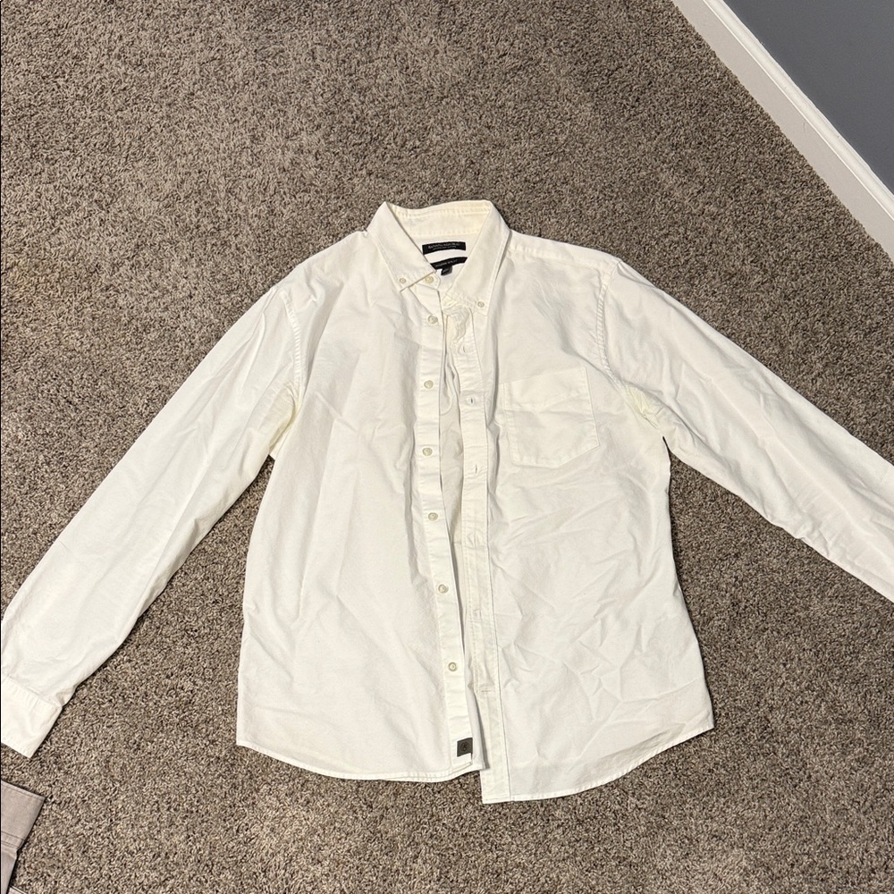 Men's White Button-Up Shirt Untuck Slim Fit